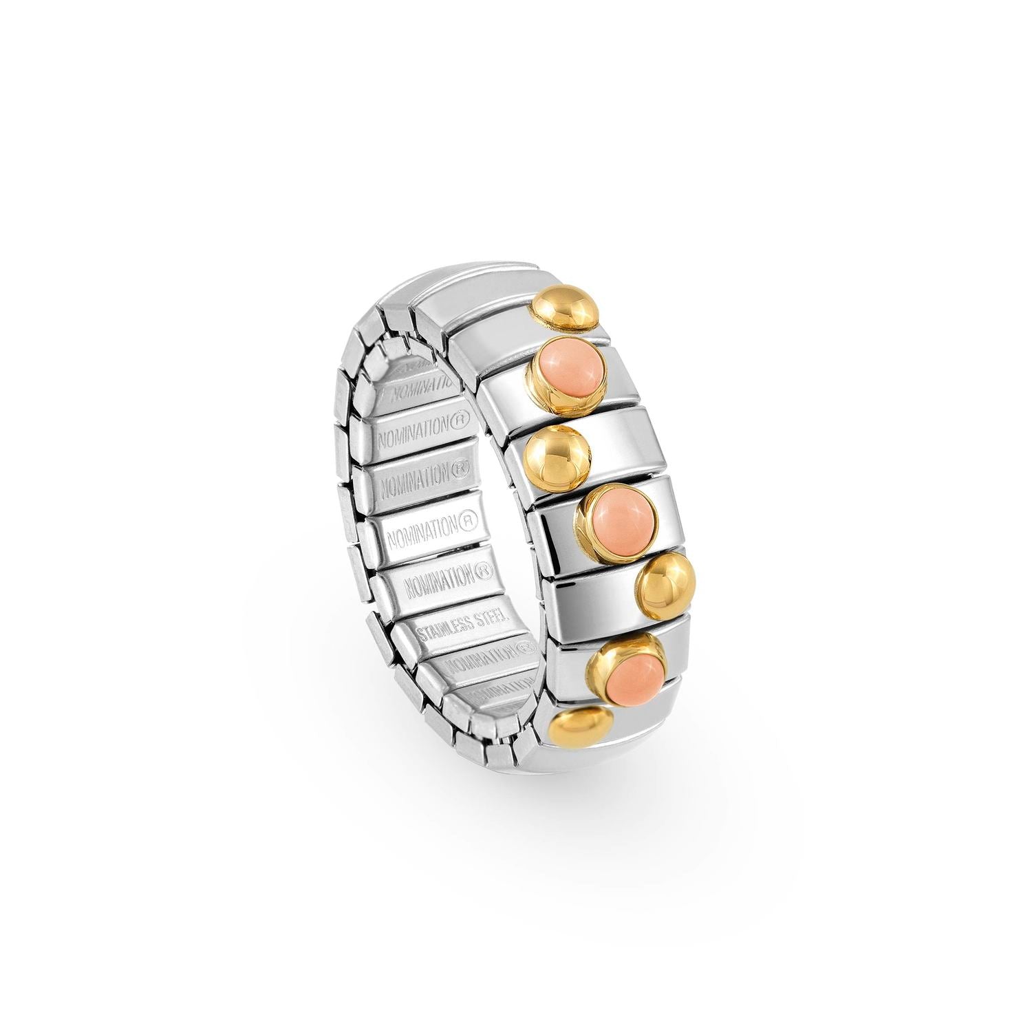 Nomination XTE Ring aus Edelstahl, Gold 18 k und Edelsteine (006_KORALLE ROSA)