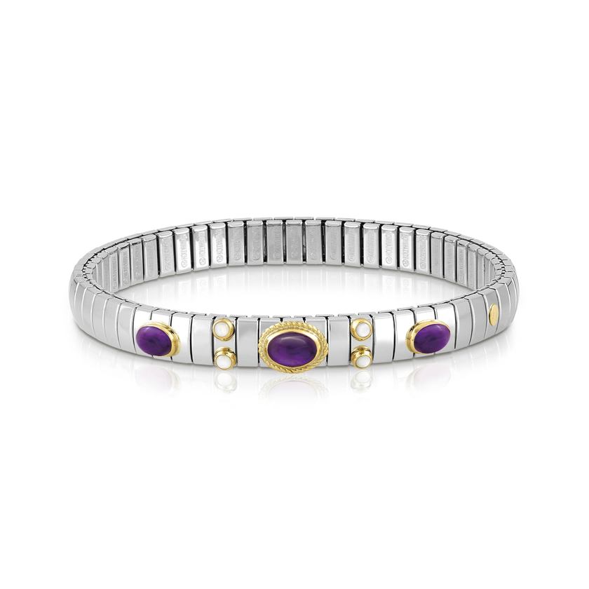 Nomination XTE Armband aus Edelstahl, Gold 18 k und Edelsteine mit Fassung (013_AMETHYST)