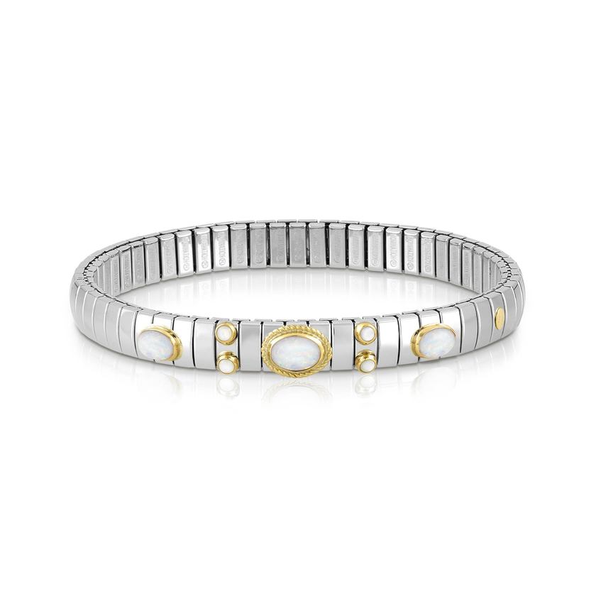 Nomination XTE Armband aus Edelstahl, Gold 18 k und Edelsteine mit Fassung (022_OPAL WEISS)