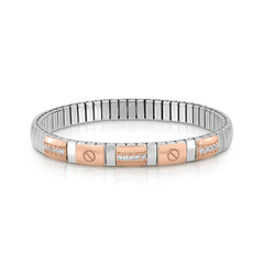 Nomination Armband XTE aus Edelstahl, Gold 9k Cubic zirconia (3 REIHEN) (001_WEISS)