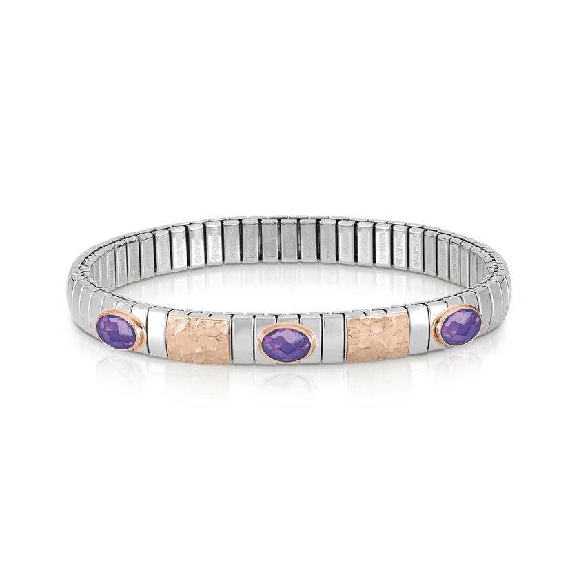 Nomination Armband XTE aus Edelstahl, Gold 9k UND 2 Zirc, FACETTIERTE (001_VIOLETT)