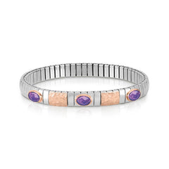 Nomination Armband XTE aus Edelstahl, Gold 9k UND 2 Zirc, FACETTIERTE (001_VIOLETT)