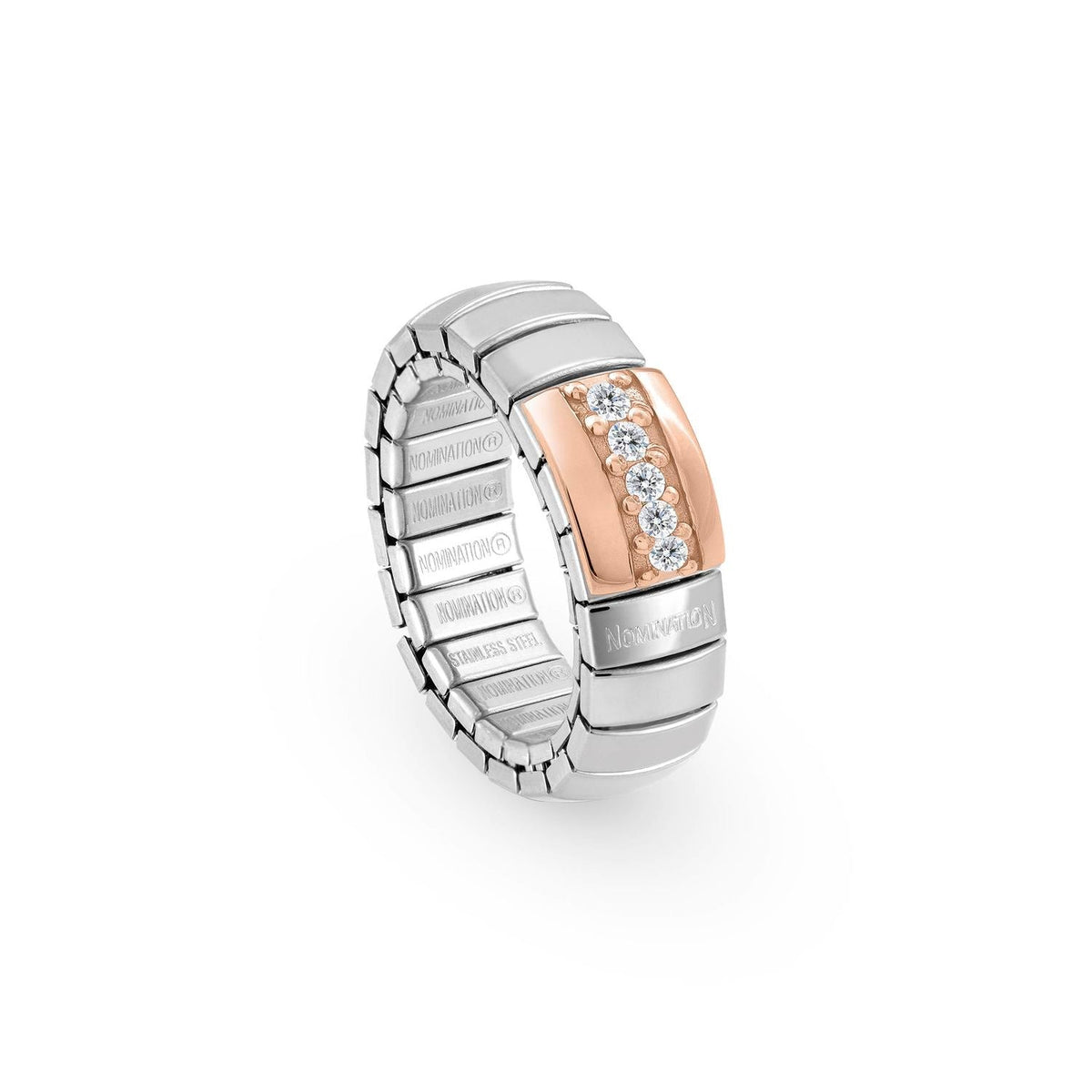 Nomination Ringe XTE aus Edelstahl, Gold 9k und Cubic zirconia (EINZELNE REIHE) (001_WEISS)