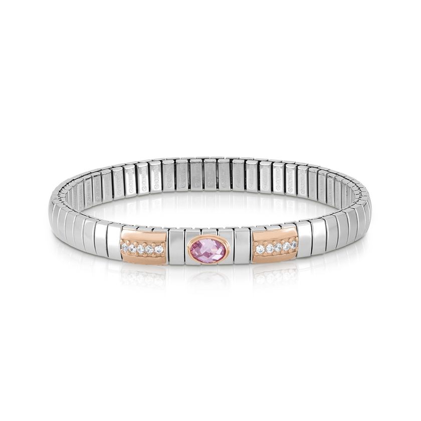 Nomination Armband XTE aus Edelstahl, Gold 9k, Cubic Zirconia und 1 FACETTIERT (003_ROSA)
