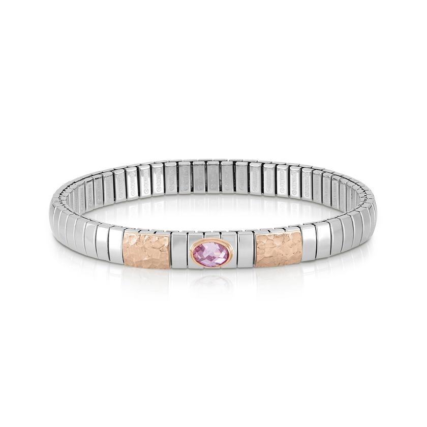 Nomination Armband XTE aus Edelstahl, Gold 9k UND 1 Zirc, FACETTIERT (003_ROSA)