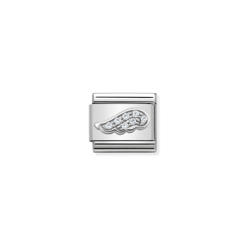 Nomination COMPOSABLE CLASSIC SYMBOLE Element aus Edelstahl, mit 925er Silber und Cubic Zirkonia verziert (16_WEISS flugel)
