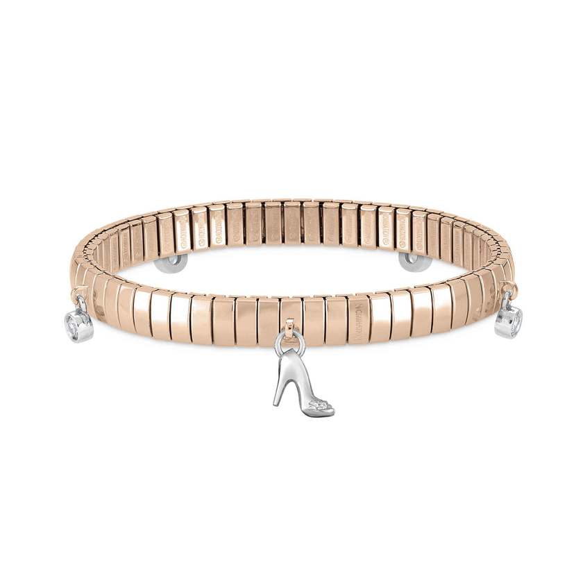 Nomination XTE Armband aus Edelstahl mit 5 Anhaenger aus Silber 925 und Cubic Zirconia ROSE (007_Schuhe)