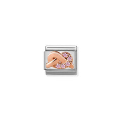 Nomination COMPOSABLE CLASSIC SYMBOLE  aus Edelstahl, mit 9Kt Rosegold veziert (07_Knoten ROSA)