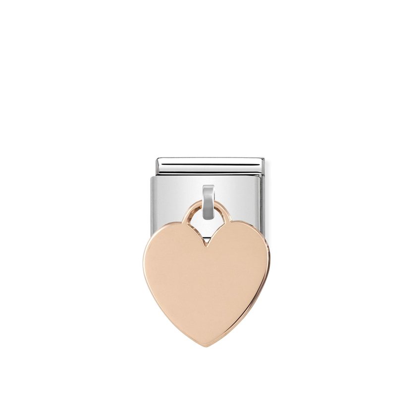 Nomination COMPOSABLE CLASSIC PLATTEN CHARMS aus Edelstahl, mit 9Kt-Gold verziert (02_Anhaenger Herz)
