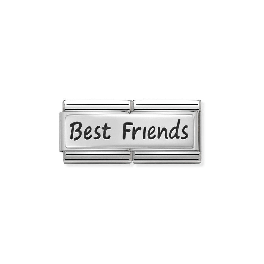 Nomination COMPOSABLE CLASSIC DOUBLE ENGRAVED aus Edelstahl, mit 925er Silber verziert, (03_Beste Freunde Best Friends)