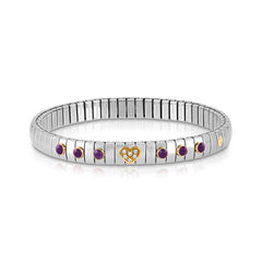 Nomination Armband XTE in Edelstahl, HERZ in 750er Gold, Cubic Zirkonia und mit 6 Edelsteinen (013_AMETHYST)