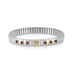 Nomination Armband XTE in Edelstahl, HERZ in 750er Gold, Cubic Zirkonia und mit 6 Edelsteinen (014_GRANAT)