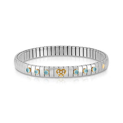 Nomination Armband XTE in Edelstahl, HERZ in 750er Gold, Cubic Zirkonia und mit 6 Edelsteinen (025_TOPAS BLAU)