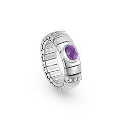 Nomination Ring XTE in Edelstahl, 925 er Silber und Cubic Zirkonia (001_VIOLETT)