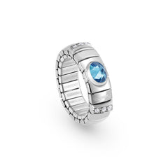Nomination Ring XTE in Edelstahl, 925 er Silber und Cubic Zirkonia (006_HIMMELBLAU)