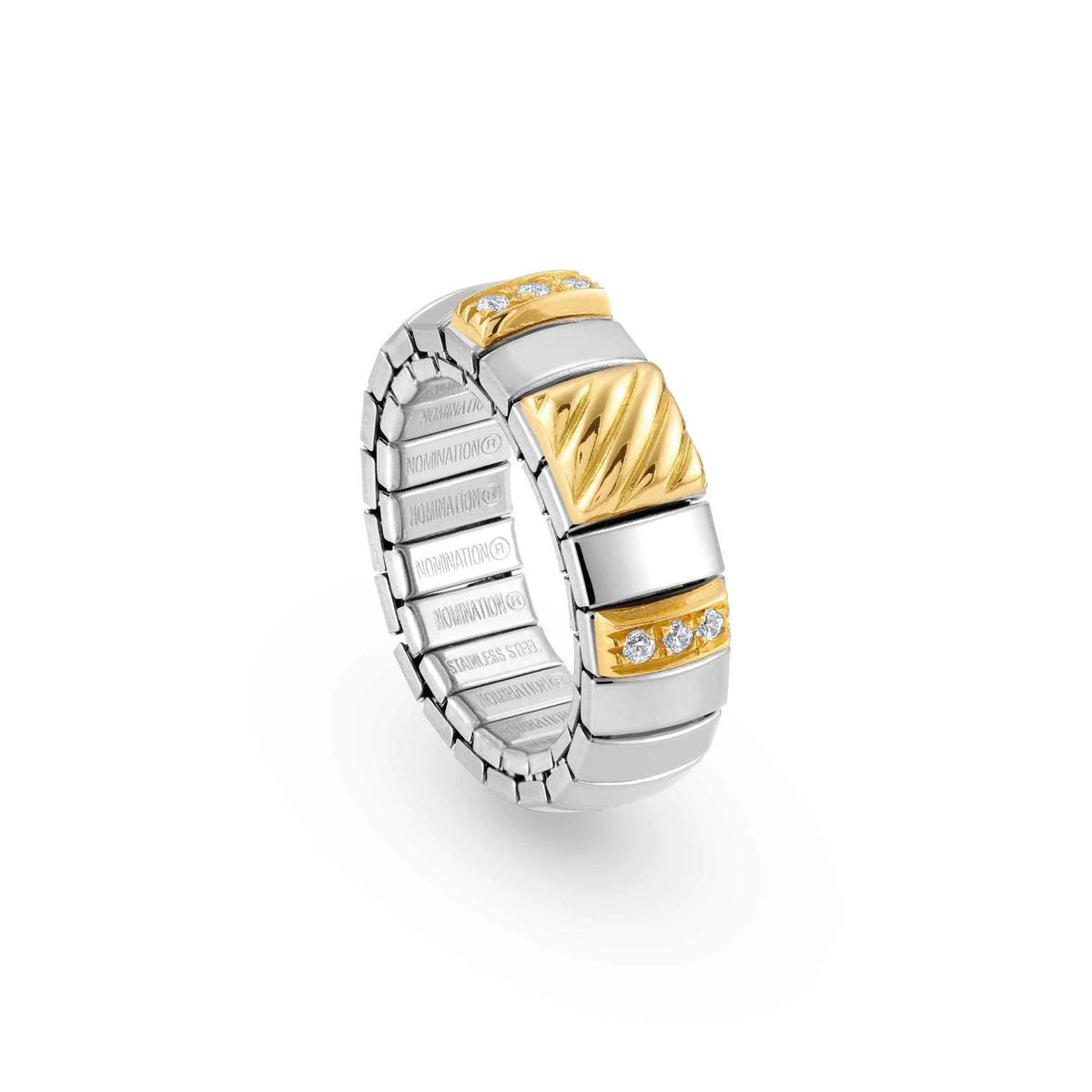 Nomination Ringe N,Y,S, in Edelstahl, 750er Gold und Cubic Zirkonia (1P2B) (001_WEISS)