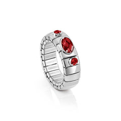 Nomination Ring XTE aus Edelstahl, 925er Silber und Zirkonia (2P1G) (005_ROT)