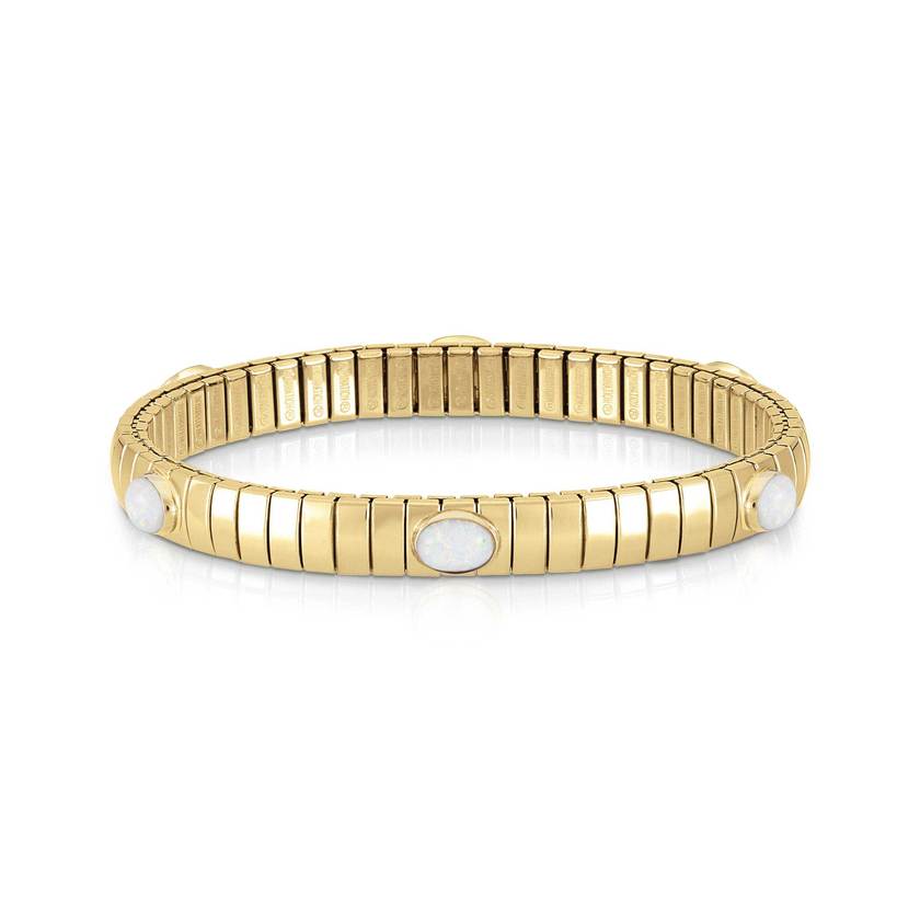 Nomination Armbaender GOLDEN S aus Edelstahl, 925er Silber und 6 Edelsteinen (022_OPAL WEISS)
