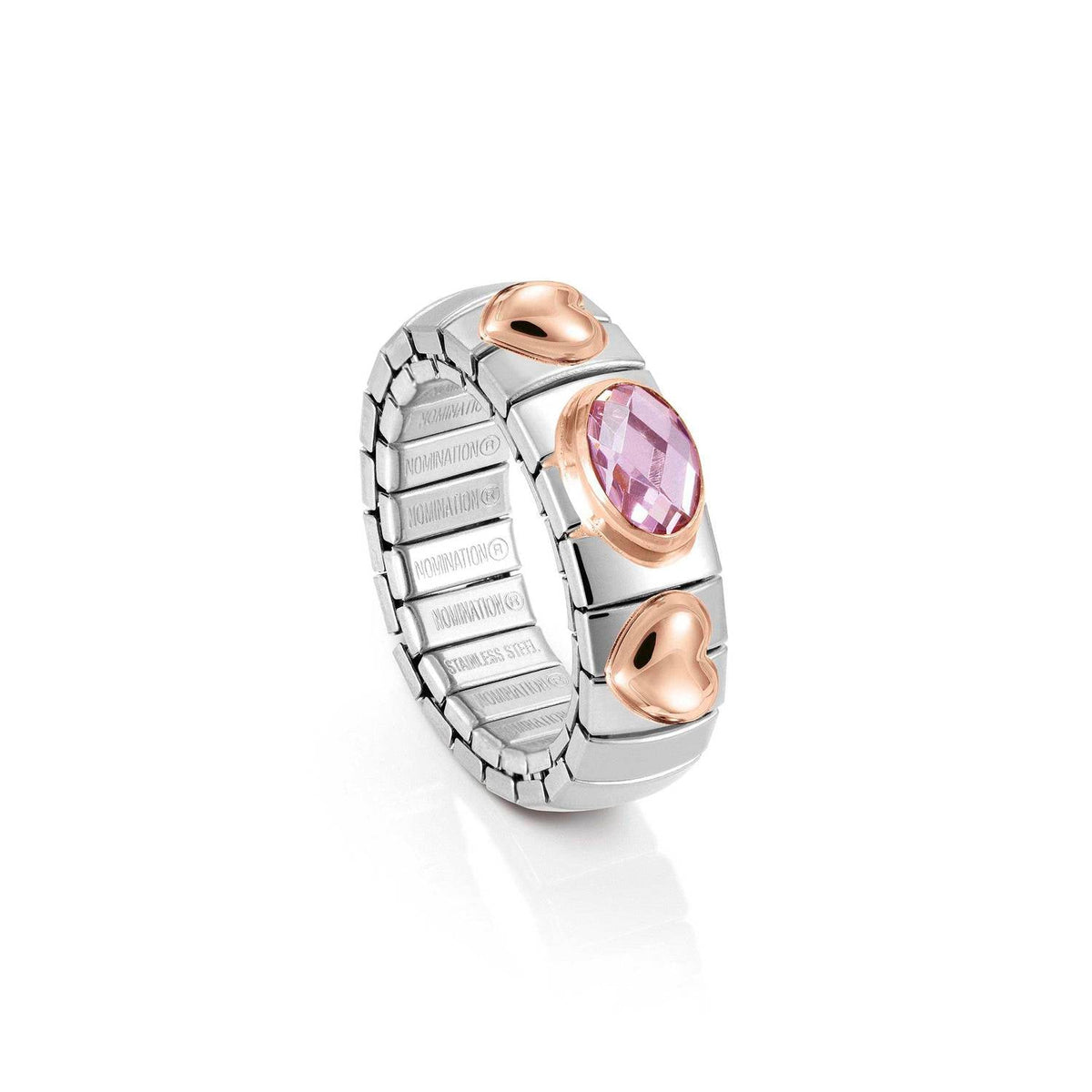 Nomination Ring XTE aus Edelstahl, 375er Gold und Zikonia (HERZ) (003_ROSA)
