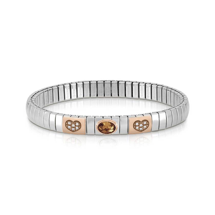 Nomination Armband XTE aus Edelstahl, 375er Gold, Cubic Z, und Zikonia (HERZ) (012_SMOKY)
