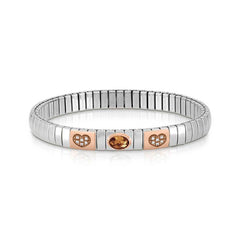 Nomination Armband XTE aus Edelstahl, 375er Gold, Cubic Z, und Zikonia (HERZ) (012_SMOKY)