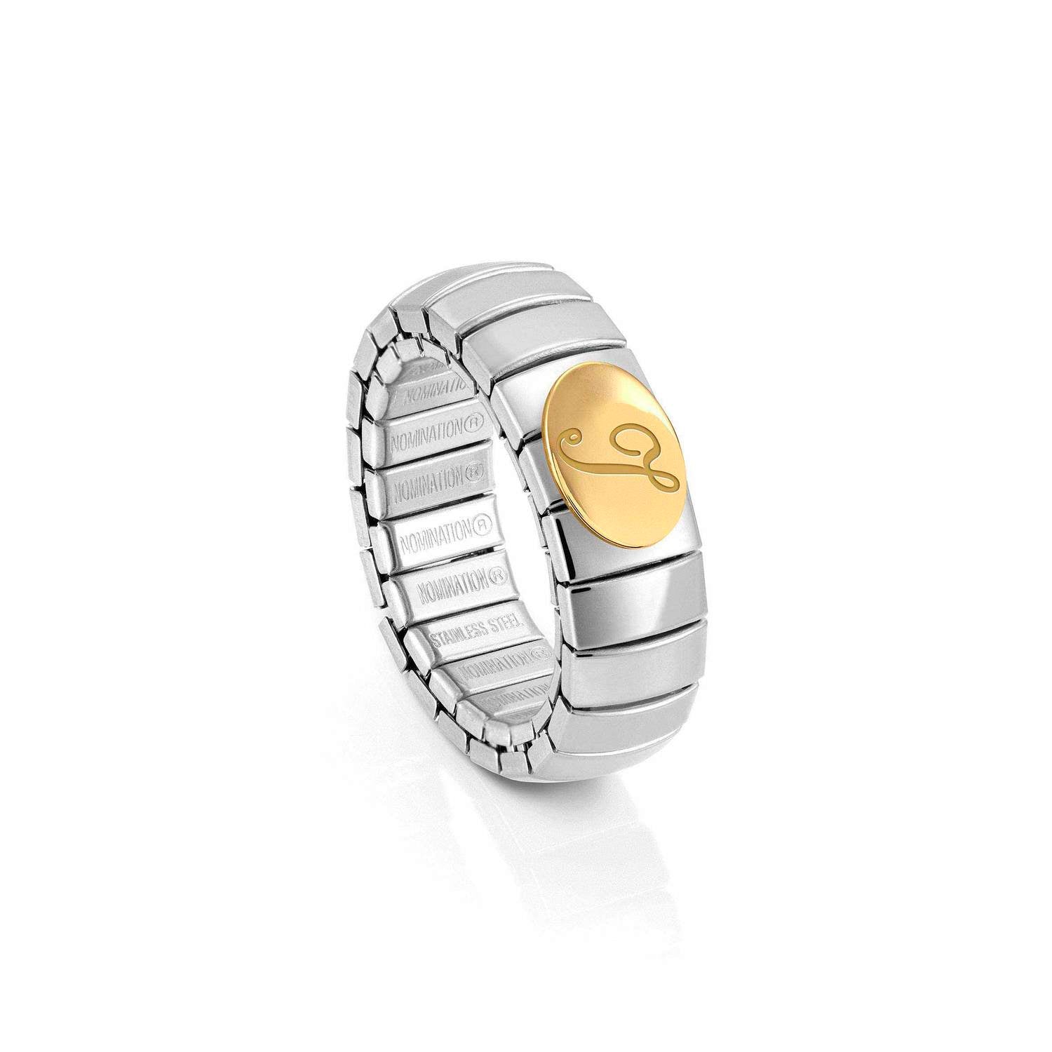 Nomination Ring XTE S Edelstahl und 750er Gold BUCHSTABEN (009_I)