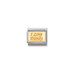 Nomination COMPOSABLE CLASSIC ENGRAVED SIGNS aus Edelstahl, mit 18Kt Gold verziert, (33_I Love Family)