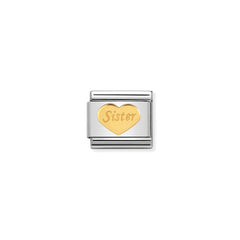 Nomination COMPOSABLE CLASSIC SYMBOLE aus Edelstahl, mit 18Kt Gold verziert, (36_Herz Sister)