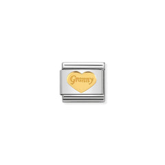 Nomination COMPOSABLE CLASSIC SYMBOLE aus Edelstahl, mit 18Kt Gold verziert, (39_Herz Granny)