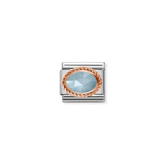 Nomination COMPOSABLE CLASSIC Element aus Edelstahl, mit Edelsteinen in 9Kt Rosegold Kordelfassung verziert (31_AQUAMARIN MILKY)