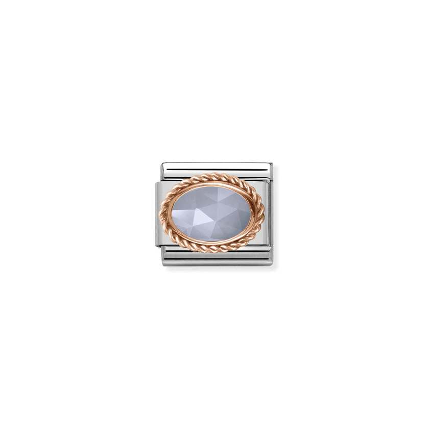 Nomination COMPOSABLE CLASSIC Element aus Edelstahl, mit Edelsteinen in 9Kt Rosegold Kordelfassung verziert (33_ACHAT)
