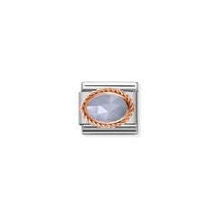 Nomination COMPOSABLE CLASSIC Element aus Edelstahl, mit Edelsteinen in 9Kt Rosegold Kordelfassung verziert (33_ACHAT)
