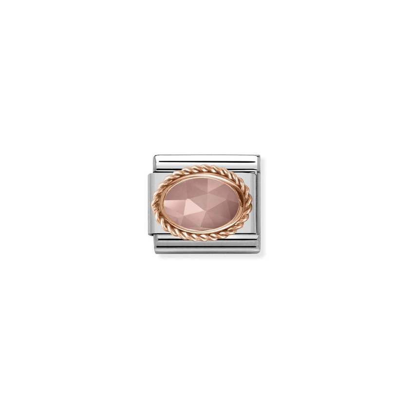 Nomination COMPOSABLE CLASSIC Element aus Edelstahl, mit Edelsteinen in 9Kt Rosegold Kordelfassung verziert (34_CHALZEDONE APRIKOT)