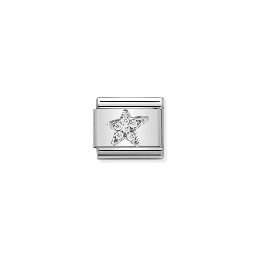 Nomination COMPOSABLE CLASSIC SYMBOLE Element aus Edelstahl, mit 925er Silber und Cubic Zirkonia verziert (25_Asymmetrische Stern)