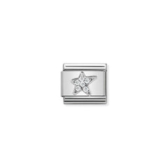 Nomination COMPOSABLE CLASSIC SYMBOLE Element aus Edelstahl, mit 925er Silber und Cubic Zirkonia verziert (25_Asymmetrische Stern)