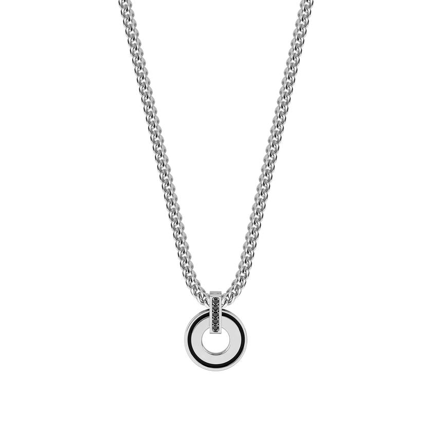 Nomination METROPOLITAN Halskette aus Edelstahl, mit Emaille verziert: mit individueller Gravur (011_Kreis)