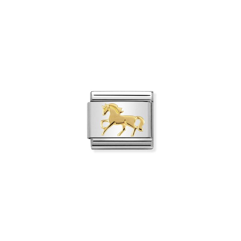 Nomination Composable Classic SYMBOLE Edelstahl und 18kt Gold (26_Pferd im Galopp)