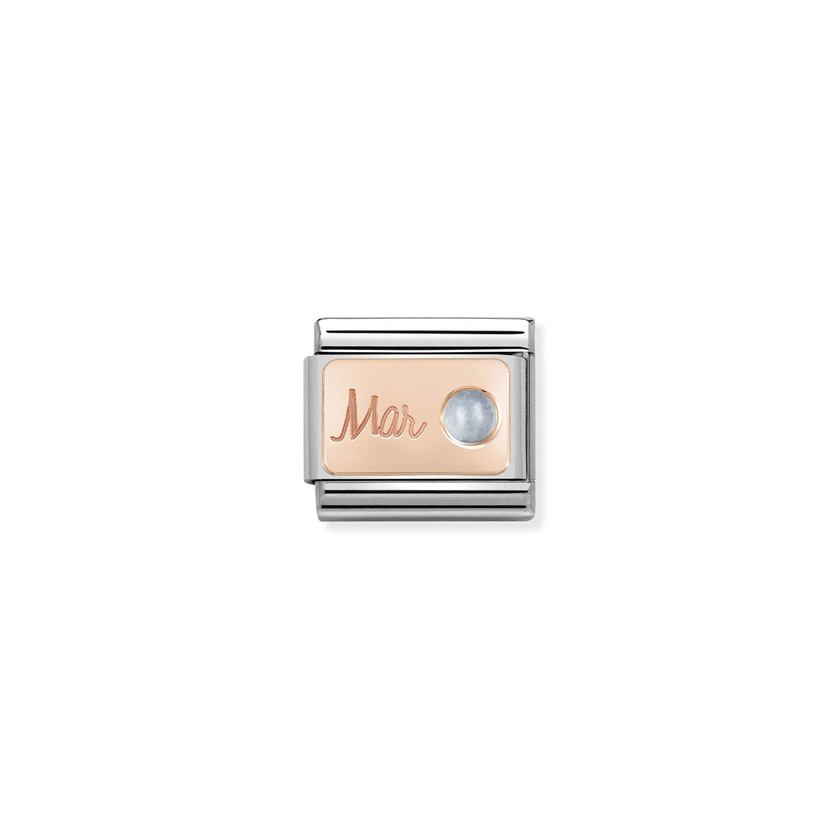 Nomination Composable Classic STEIN MONAT Edelstahl und 9kt Gold (03_Maerz AQUAMARIN)
