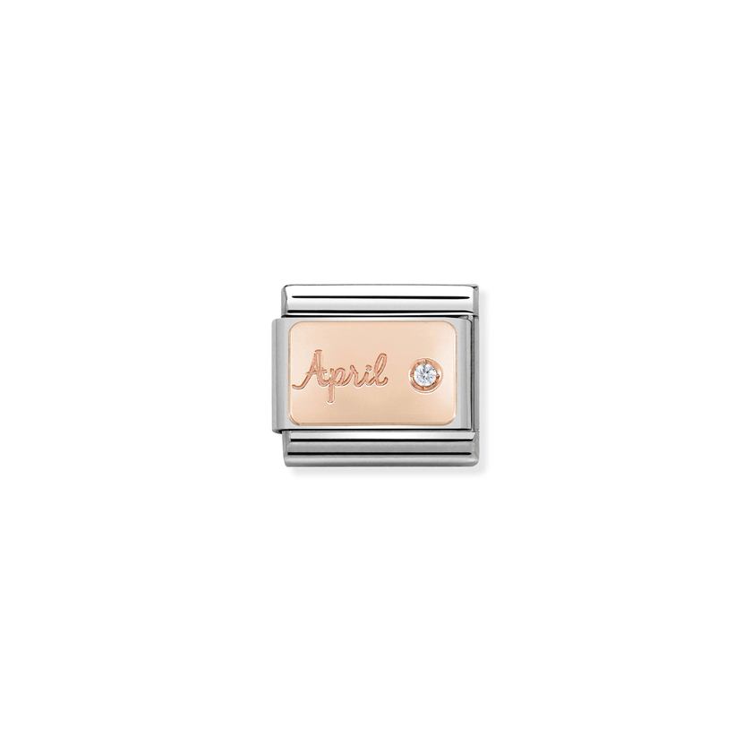 Nomination Composable Classic STEIN MONAT Edelstahl und 9kt Gold (04_April DIAMANT)
