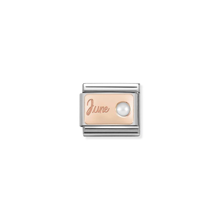 Nomination Composable Classic STEIN MONAT Edelstahl und 9kt Gold (06_Juni PERLE WEISS)