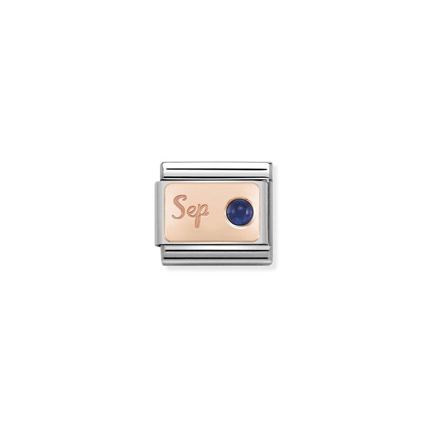 Nomination Composable Classic STEIN MONAT Edelstahl und 9kt Gold (09_September SAPHIR)