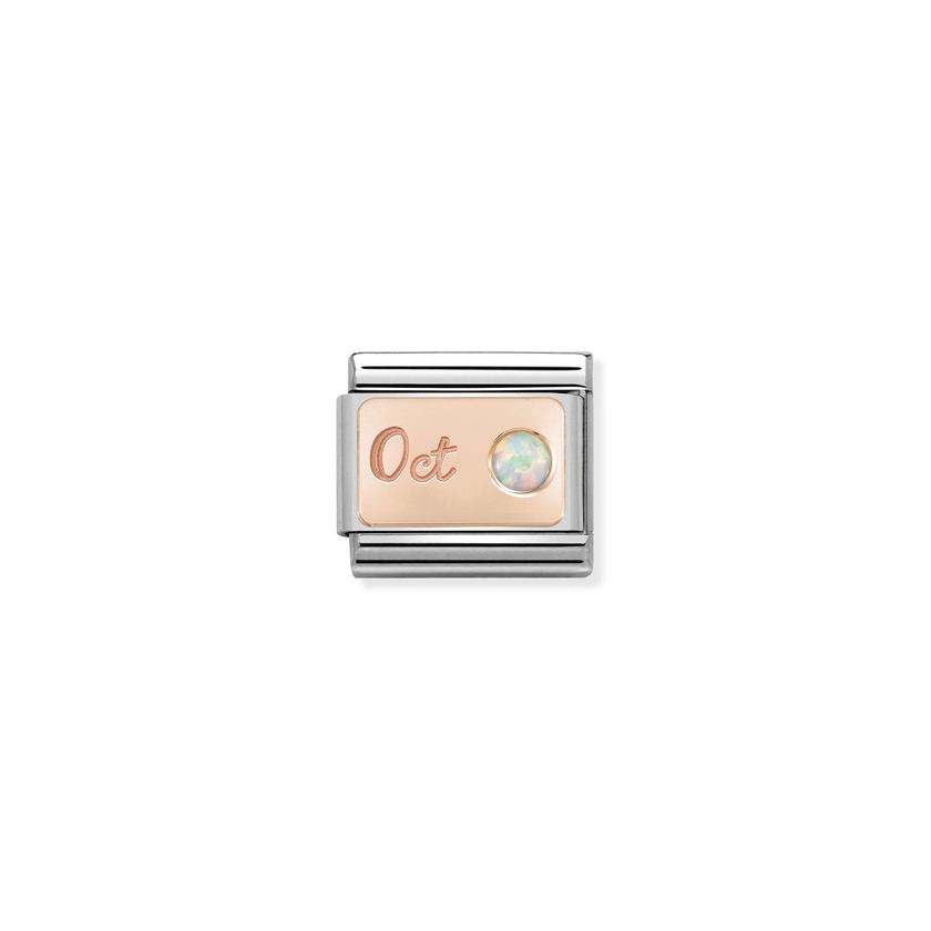 Nomination Composable Classic STEIN MONAT Edelstahl und 9kt Gold (10_Oktober OPAL WEISS)