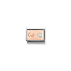 Nomination Composable Classic STEIN MONAT Edelstahl und 9kt Gold (10_Oktober OPAL WEISS)