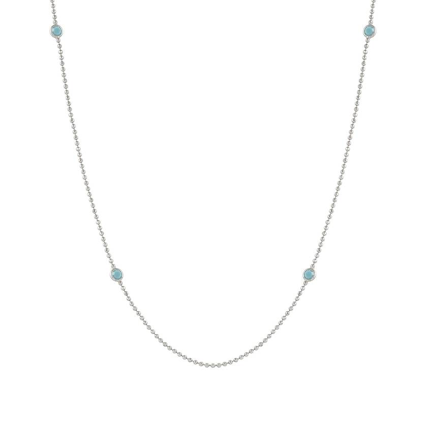 Nomination BELLA edition BLOOM Halskette aus 925er Silber und Kristallen (lang) (033_Tuerkis mit Silber-Verzierung)