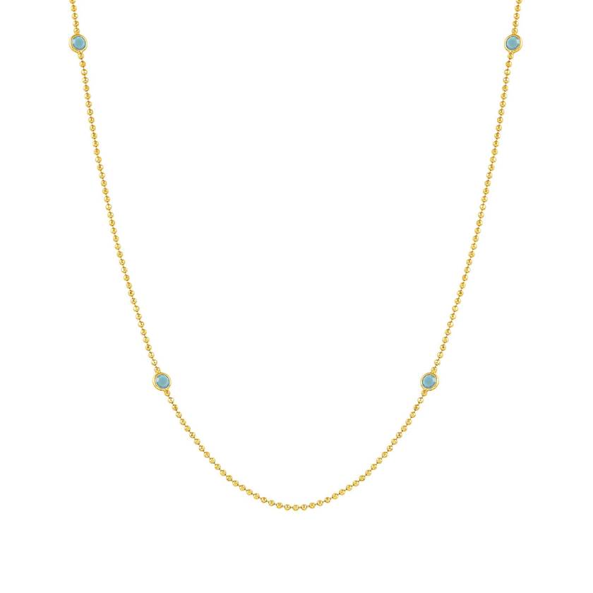 Nomination BELLA edition BLOOM Halskette aus 925er Silber und Kristallen (lang) (038_Tuerkis mit Gold-Verzierung)