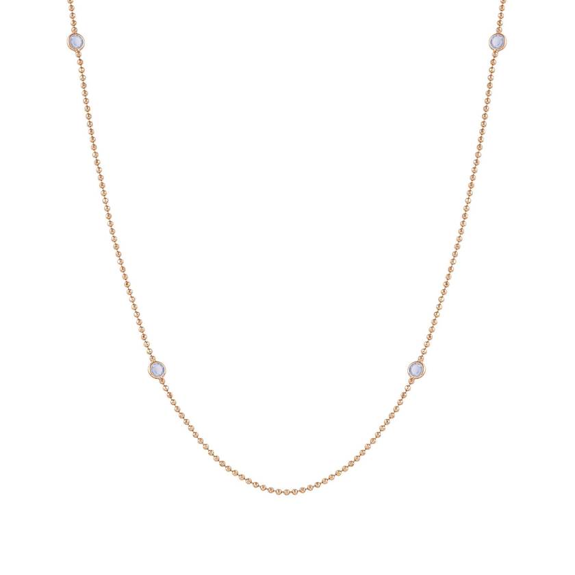 Nomination BELLA edition BLOOM Halskette aus 925er Silber und Kristallen (lang) (041_Hellblau mit Rosegold-Verzieru)