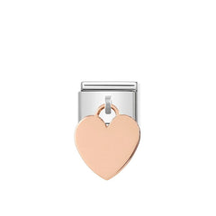 Nomination COMPOSABLE CLASSIC PLATTEN CHARMS aus Edelstahl, mit 9Kt-Gold verziert: mit individueller Gravur (02_Anhaenger Herz)