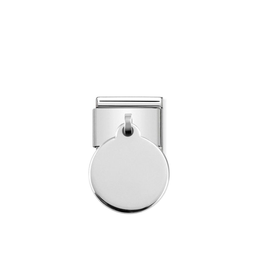Nomination COMPOSABLE CLASSIC PLATTEN CHARMS aus Edelstahl, mit 925er Silber verziert: mit individueller Gravur (01_Anhaenger Rund)