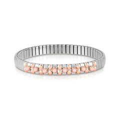 Nomination XTE SMALL Armband aus Edelstahl, mit 9Kt Rosegold und 8 Edelsteinen verziert (006_KORALLE ROSA)