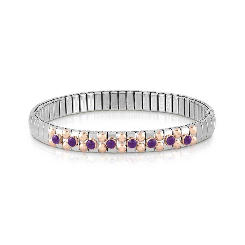 Nomination XTE SMALL Armband aus Edelstahl, mit 9Kt Rosegold und 8 Edelsteinen verziert (013_AMETHYST)